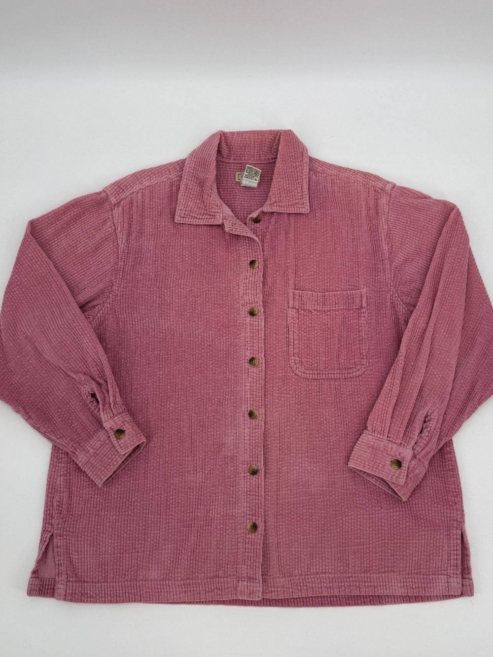 LL Bean Corduroy Button Down Shirt Jacket Pink Coastal Gorpcore Women M Petite
